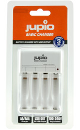 Jupio Basic Charger - voor 4 AA of 2 AAA batterijen - met USB