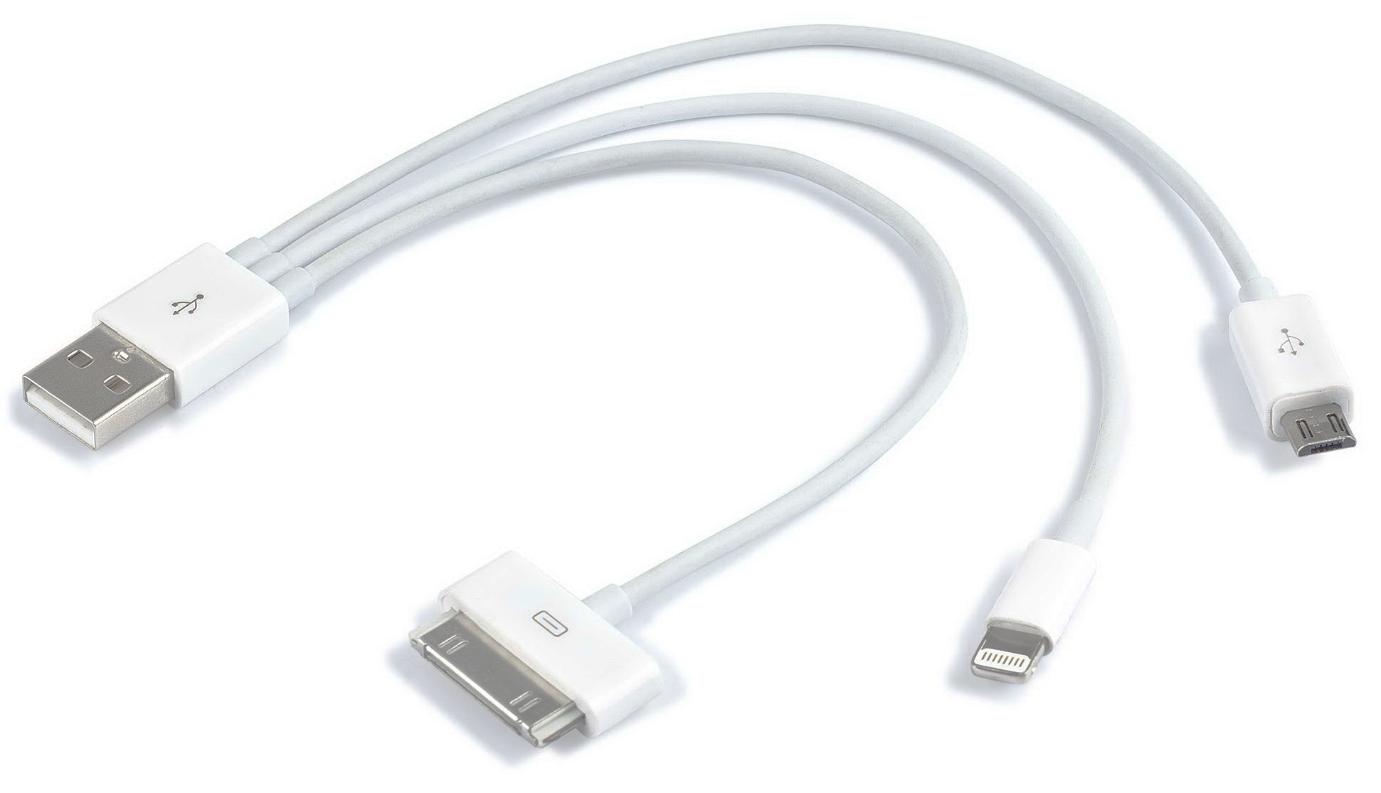 Allergie Smaak Proficiat 3 in 1 USB Kabel - USB naar Apple 30pins, Apple Lightning en microUSB |  Saake-shop.nl