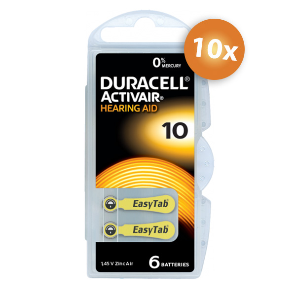 Bounty Symptomen bezig Duracell gehoorapparaat batterijen - Type 10 - 10 x 6 stuks | Saake-shop.nl