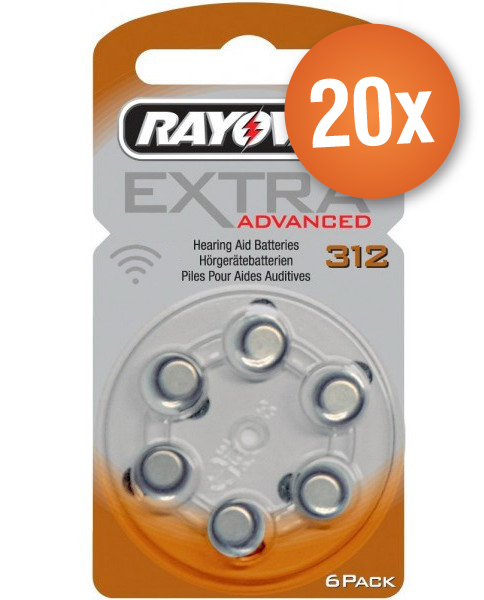 hoeveelheid verkoop voordeel Wierook Voordeelpak Rayovac gehoorapparaat batterijen - Type 312 (bruin) - 20 x 6  stuks | Saake-shop.nl
