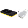 Duo lader voor 2 camera-accu's Sony NP-FW50 + handige 2 poorts USB 230V adapter
