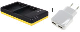 Duo lader voor 2 camera accu's Olympus BLS-5 / BLS-50 + handige 2 poorts USB 230V adapter