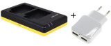 Duo lader voor 2 camera accu's Olympus Li-90B + handige 2 poorts USB 230V adapter