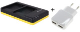 Duo lader voor 2 camera accu's Panasonic DMW-BCG10 + handige 2 poorts USB 230V adapter