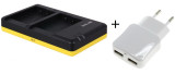 Duo lader voor 2 camera accu's Panasonic DMW-BLC12 + handige 2 poorts USB 230V adapter