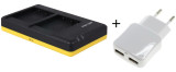 Duo lader voor 2 camera accu's Panasonic DMW-BLG10 + handige 2 poorts USB 230V adapter