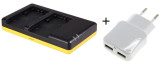 Duo lader voor 2 camera accu's Sony NP-FV30, NP-FV50, NP-FV70, NP-FV100 + handige 2 poorts USB 230V adapter