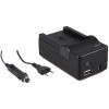 4-in-1 acculader voor Canon NB-2LH accu - compact en licht - laden via stopcontact, auto, USB en Powerbank