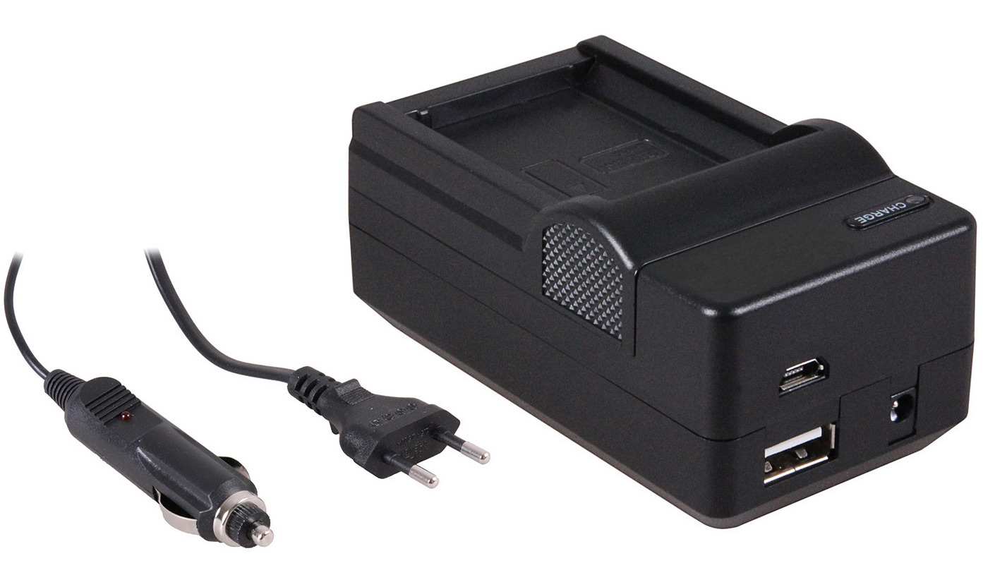 4-in-1 voor Canon LP-E10 accu - compact en licht - laden via stopcontact, auto, USB en Powerbank |
