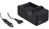 4-in-1 acculader voor Nikon EN-EL19 accu - compact en licht - laden via stopcontact, auto, USB en Powerbank