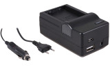 4-in-1 acculader voor Nikon EN-EL23 accu - compact en licht - laden via stopcontact, auto, USB en Powerbank
