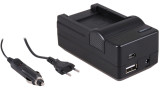 4-in-1 acculader voor Sony NP-BG1 / NP-FG1 accu - compact en licht - laden via stopcontact, auto, USB en Powerbank