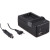 4-in-1 acculader voor Sony NP-FW50 accu - compact en licht - laden via stopcontact, auto, USB en Powerbank