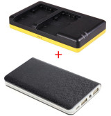 Powerpakket Deluxe: NP-FP50 duo oplader + 8000mAh Powerbank voor 2 Sony accu's NP-FP50 / NP-FP70