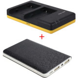 Powerpakket Deluxe: NB-2LH duo oplader + 8000mAh Powerbank voor 2 Canon accu's NB-2LH