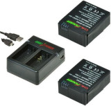 2 x AHDBT-302 accu's voor GoPro Hero3 en Hero3+ inclusief USB duo lader