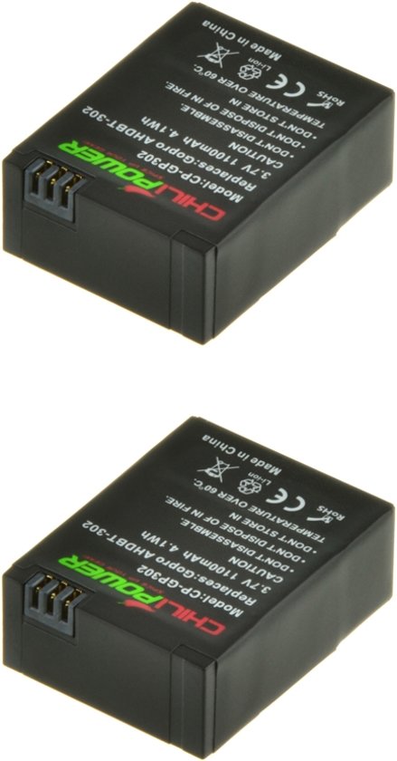 ChiliPower AHDBT-302 accu voor GoPro Hero3 en Hero3+ - 2-Pack