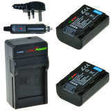 2 x NP-FH50 accu's voor Sony - Charger Kit + car-charger - UK version
