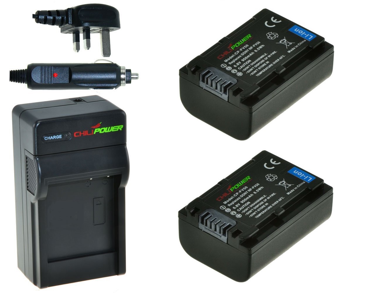 Voordracht Hol boiler 2 x NP-FV50 accu's voor Sony - Charger Kit + car-charger - UK version |  Saake-shop.nl