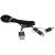 USB 3in1 kabel - Apple Lightning, microUSB en USB-C op 1 kabel - Nylon - 1 meter - Zwart