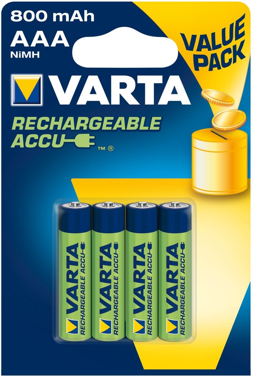 kogel streepje Gelijkwaardig Varta AAA batterijen oplaadbaar - 800mAh - 4 stuks | Saake-shop.nl