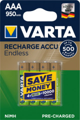 Varta Endless AAA 950mAh oplaadbare batterijen - 4 stuks
