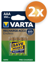 Varta Endless AAA 950mAh oplaadbare batterijen - 8 stuks