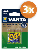 Varta Endless AAA 950mAh oplaadbare batterijen - 12 stuks