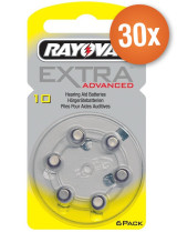 Voordeelpak Rayovac gehoorapparaat batterijen - Type 10 (geel) - 30 x 6 stuks + gratis batterijtester