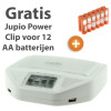 Jupio All-in-one oplader - laadt alles door elkaar en tegelijk + gratis Power Clip voor 12 AA batterijen