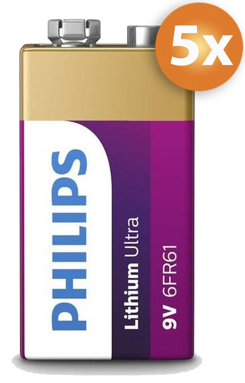 5 Philips 9V Lithium batterijen | Saake-shop.nl