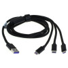 Handige 3 in 1 USB Kabel - USB naar Apple Lightning, USB-C en microUSB
