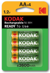4 x AA oplaadbare krachtige Kodak batterijen, Ready to use - 2600mAh 