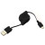USB Kabel - USB naar micro-USB - oprolbaar - zwart